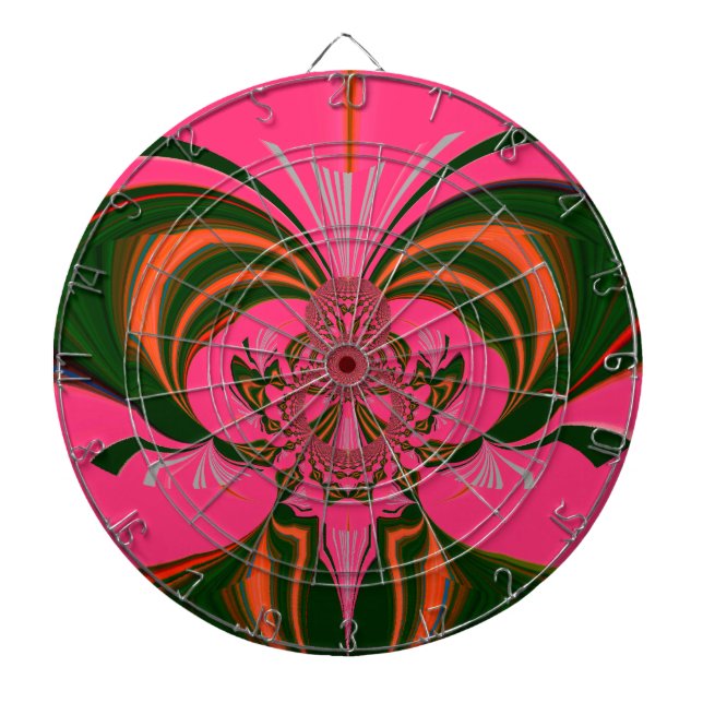 Hot Pink Red Golden Green Dartboard (Front)