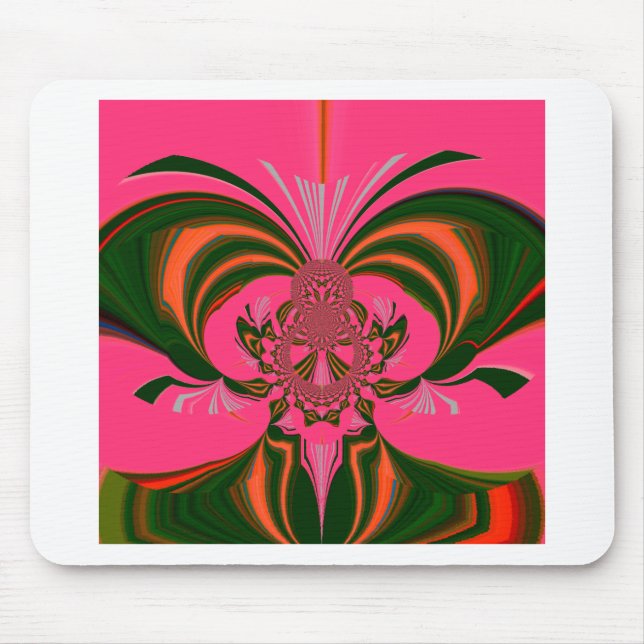 Hot Pink Red Golden Green Mouse Mat (Front)