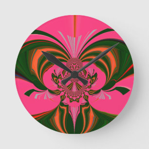 Hot Pink Red Golden Green Round Clock