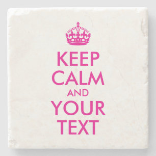 Hot Pink Red Keep Calm and Your Text Stone Coaster