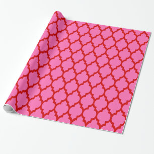 Hot Pink, Red XL Moroccan Quatrefoil #4 Wrapping Paper