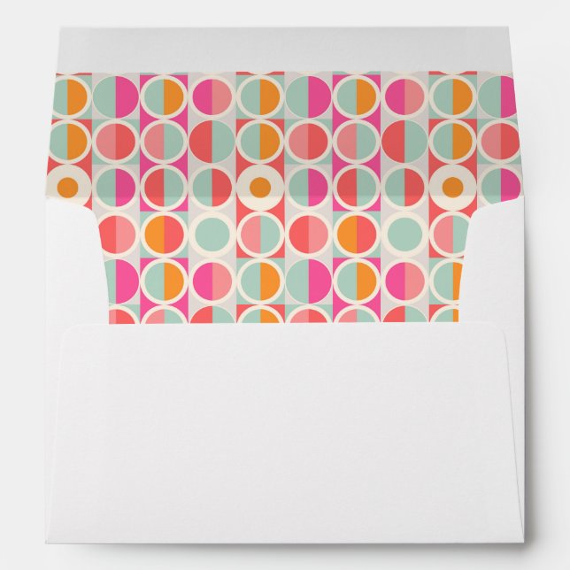 Hot Pink Retro Circle Pattern Envelope (Back (Bottom))