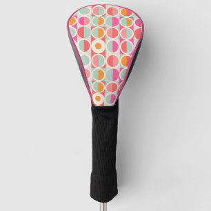 Hot Pink Retro Circle Pattern Golf Head Cover