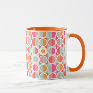 Hot Pink Retro Circle Pattern Mug
