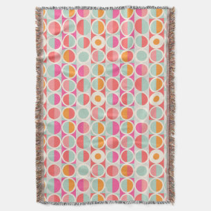 Hot Pink Retro Circle Pattern Throw Blanket