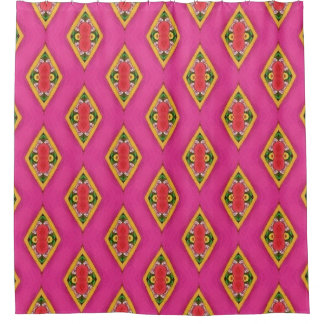 Hot Pink Retro Diamond Shower Curtain