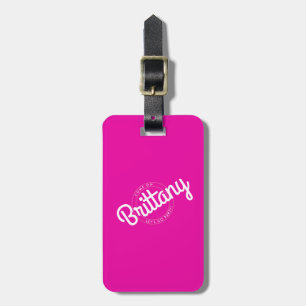 Hot Pink Retro Dolly Let's Go Party! Luggage Tag