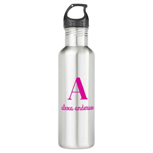 Hot Pink Retro Dolly Monogram 710 Ml Water Bottle (Front)