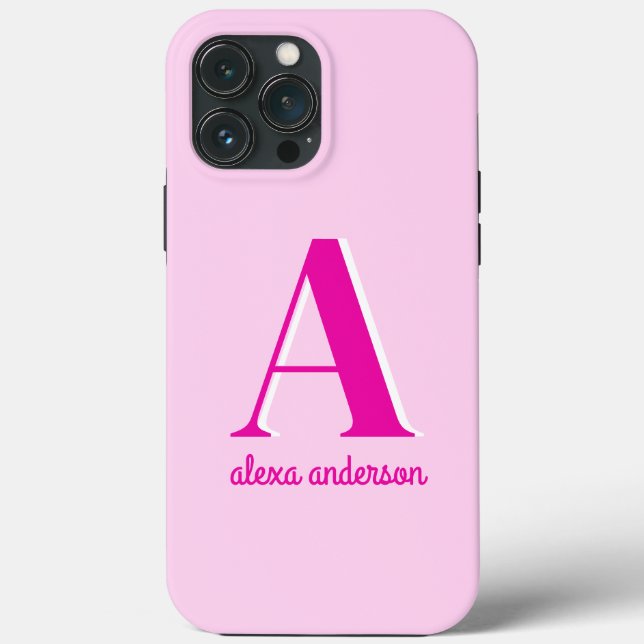 Hot Pink Retro Dolly Monogram Case-Mate iPhone Case (Back)