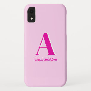 Hot Pink Retro Dolly Monogram iPhone XR Case