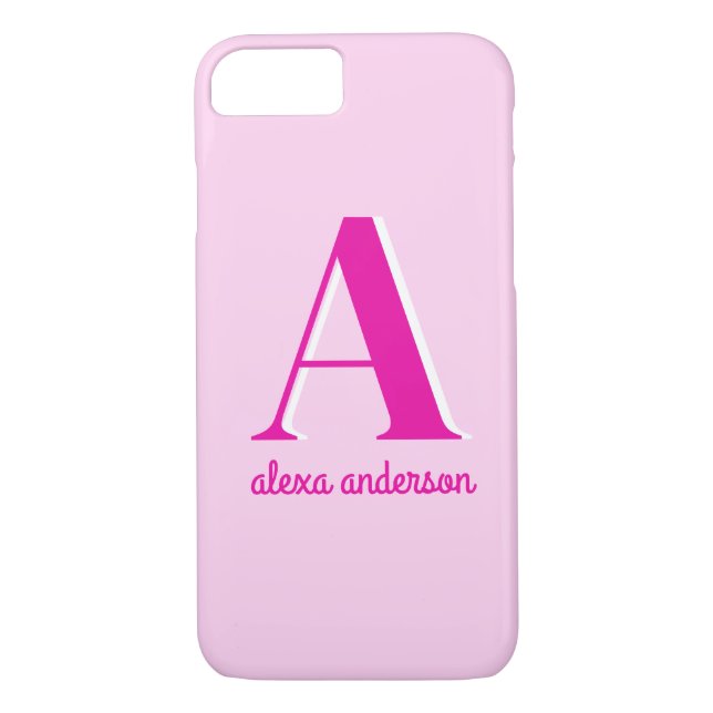 Hot Pink Retro Dolly Monogram Case-Mate iPhone Case (Back)