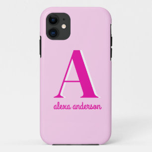 Hot Pink Retro Dolly Monogram iPhone 11 Case