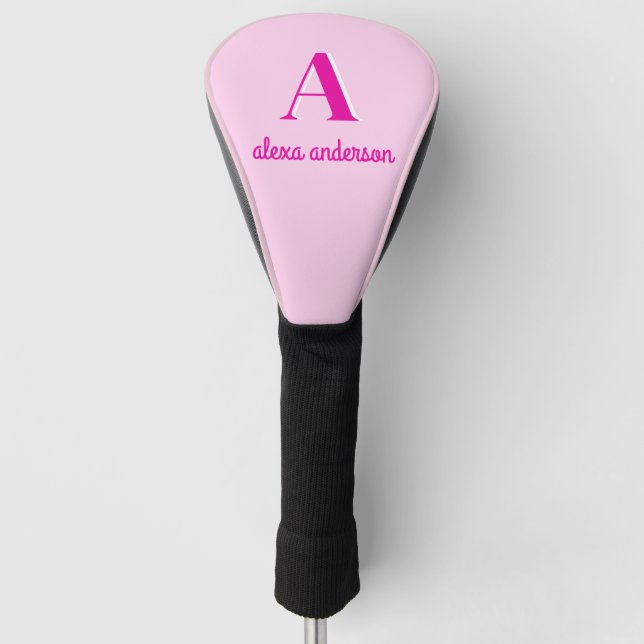 Hot Pink Retro Dolly Monogram Golf Head Cover (Front)