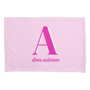 Hot Pink Retro Dolly Monogram Pillowcase