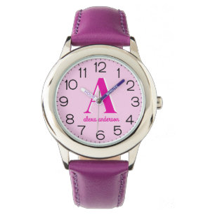 Hot Pink Retro Dolly Monogram Watch