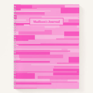 Hot Pink Retro Geometric Pattern Journal