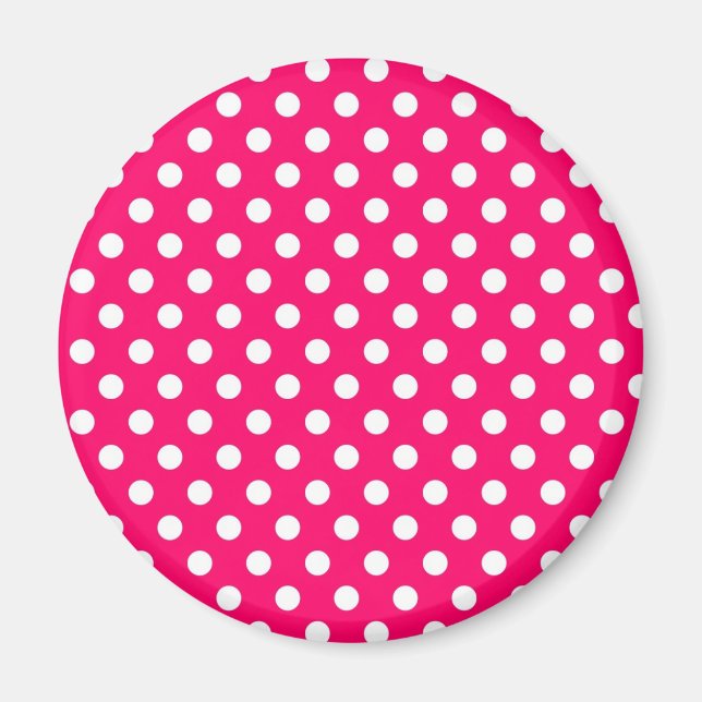 Hot Pink Retro Polka Dots Pattern Magnet (Front)