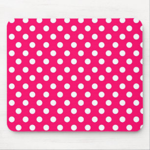Hot Pink Retro Polka Dots Pattern Mousepad