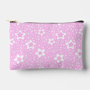 Hot pink retro polka dots with floral pattern accessory pouch