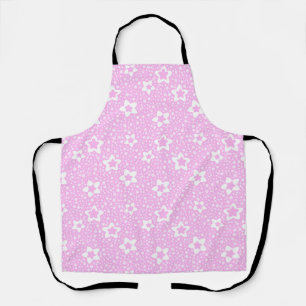 Hot pink retro polka dots with floral pattern apron