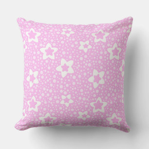 Hot pink retro polka dots with floral pattern cushion