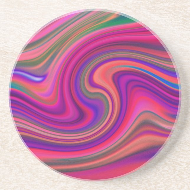Hot Pink Retro Swirl Epicenter Coaster (Front)