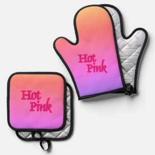 Hot Pink reverse oven mitts pot holder sets Oven Mitt & Pot Holder Set