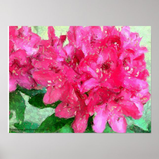 Hot Pink Rhododendron Egg Crackle Abstract Poster (Front)