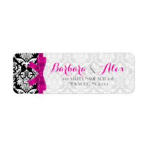 Hot Pink Ribbon Black And White Damasks 2