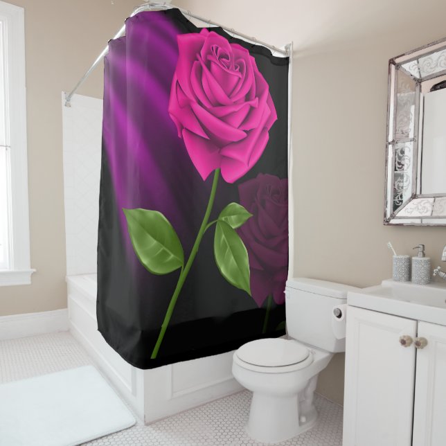 Hot Pink Rose 1A - Shower Curtain (In Situ)