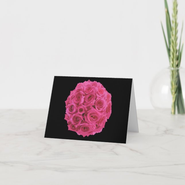 Hot Pink Rose Bouquet Notecard (Front)