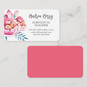Hot Pink Rose  Business Card