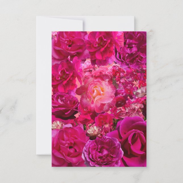 Hot Pink Rose Collage  Card (Front)