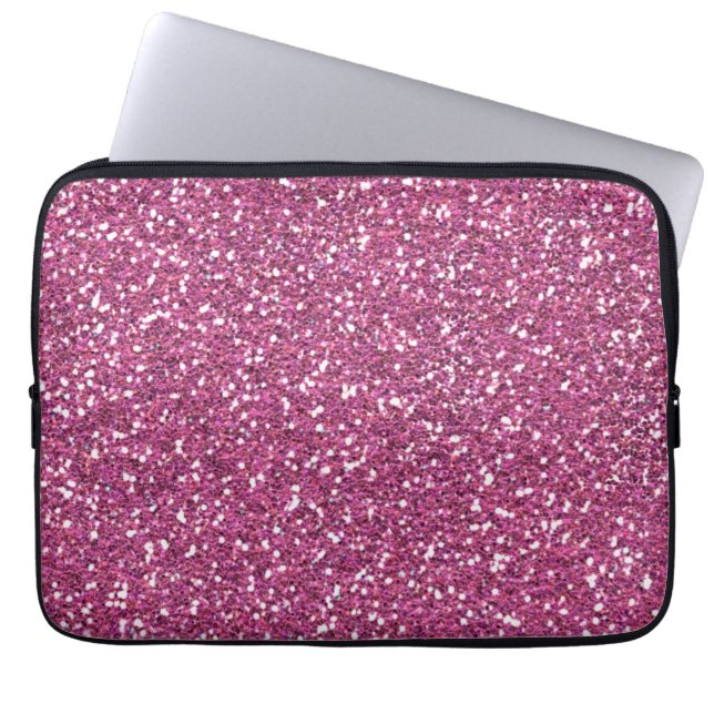 Hot Pink Rose Glamour Laptop Sleeve (Front)