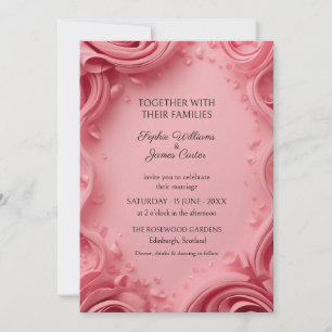 Hot Pink Rose Petal Wedding Invitation