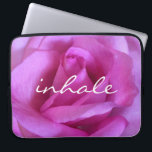 Hot Pink Rose Photo Inhale Quote Modern Simple  Laptop Sleeve<br><div class="desc">A close-up photo of a vibrant purple-pink rose makes you want to "stop and smell the flowers". Relax and inhale the beauty of this photograph whenever you use this stunning photography neoprene laptop sleeve. This laptop sleeve comes in three sizes: 15", 13", and 10”. Makes a great gift for someone...</div>
