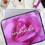 Hot Pink Rose Photo Inhale Quote Modern Simple  Laptop Sleeve<br><div class="desc">A close-up photo of a vibrant purple-pink rose makes you want to "stop and smell the flowers". Relax and inhale the beauty of this photograph whenever you use this stunning photography neoprene laptop sleeve. This laptop sleeve comes in three sizes: 15", 13", and 10”. Makes a great gift for someone...</div>