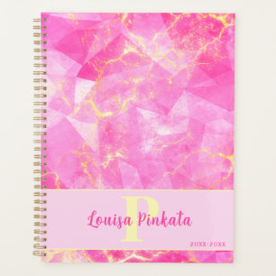 Hot Pink Rose Quartz and Gold Personalised Initial Planner