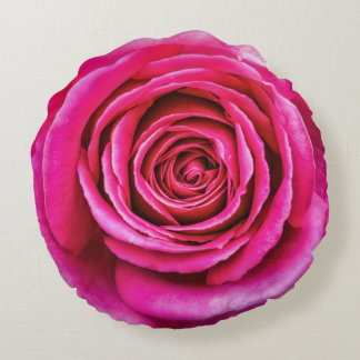 Hot Pink Rose Round Cushion