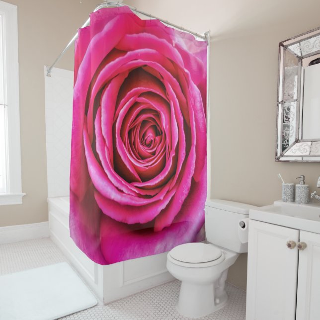 Hot Pink Rose Shower Curtain (In Situ)