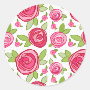 Hot Pink Roses Envelope Seal Sticker