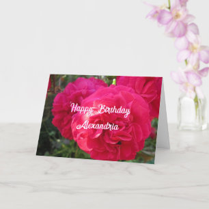 Hot Pink Roses - Personalised Birthday Card