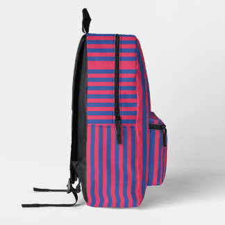 Hot Pink & Royal Blue Bold Vertical Stripes Printed Backpack