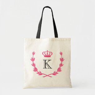 Hot Pink Royal Crown & Monogram Tote Bag