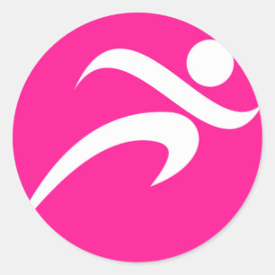 Hot Pink Running; Runner Classic Round Sticker