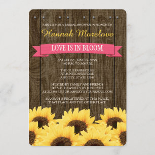 HOT PINK RUSTIC SUNFLOWER BRIDAL SHOWER INVITE