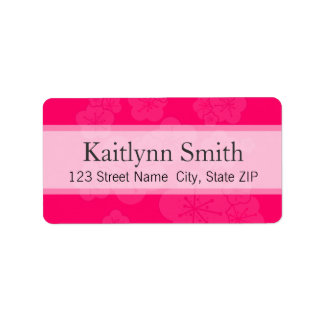 Hot Pink Sakura Blossoms Label