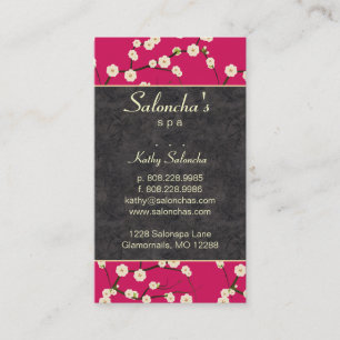 Hot Pink Salon Business Card spa cherry blossom