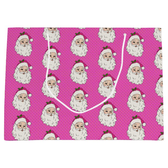 Hot Pink Santa Large Gift Bag (Front)