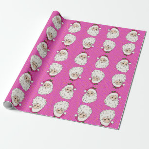 Hot Pink Santa Wrapping Paper